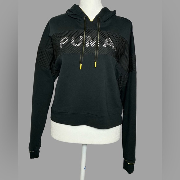 PUMA Women's Black Hoodie with Yellow Highlights - Picture 3 of 7